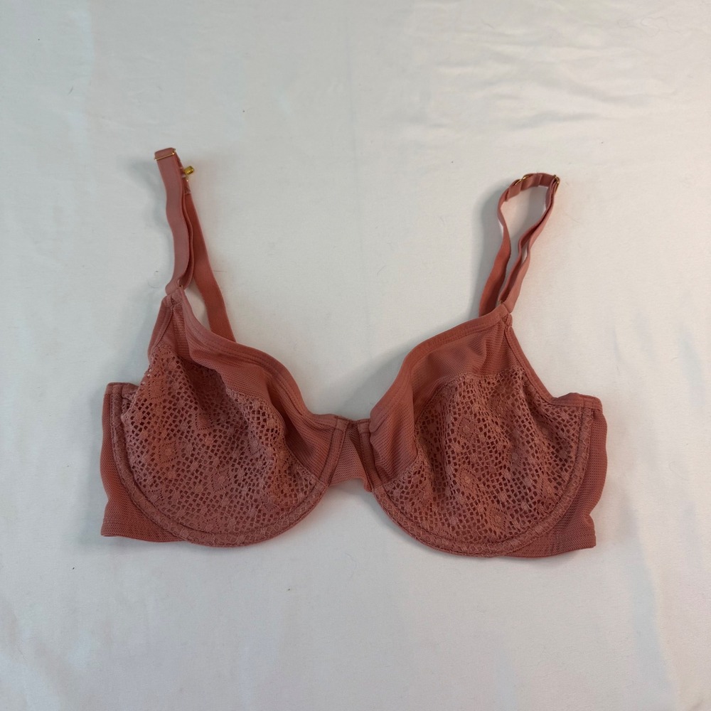 Lively Unlined Underwire Lace Bra Terracotta Pink 36C WL0920 J-Hook Racerback